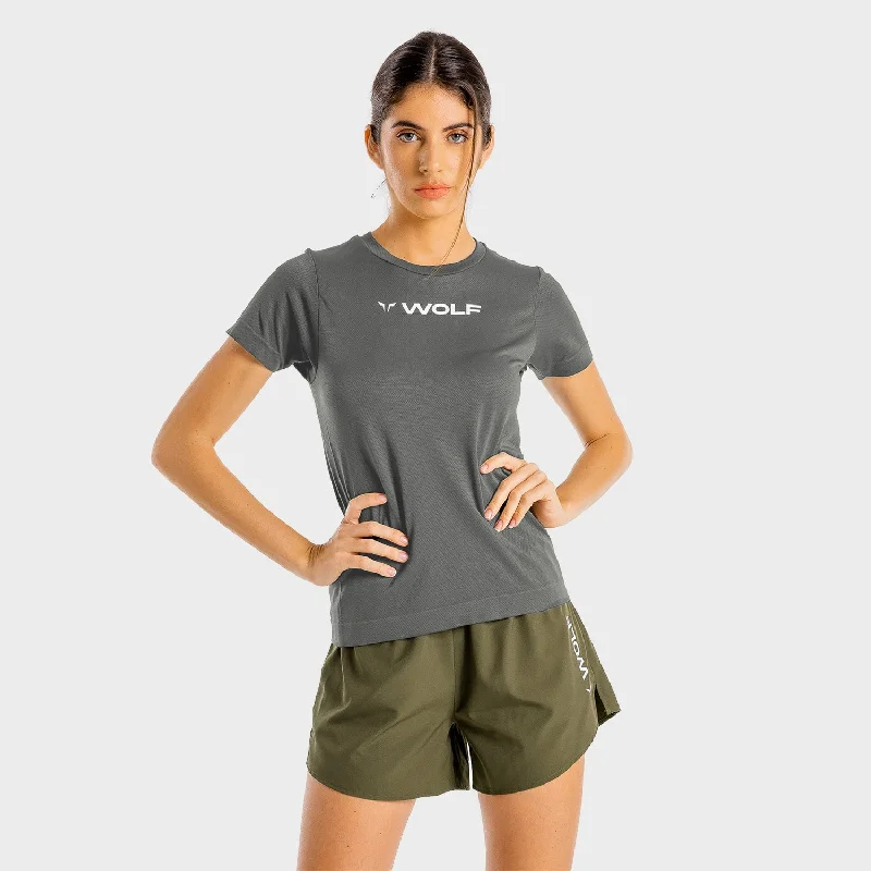 High Neck Yoga Tops for Comfort -Primal Tee - Charcoal