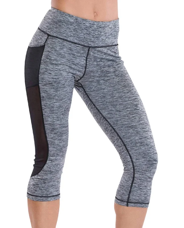 Yoga Shorts for Running and Yoga Workouts -Prime Mesh Roam Capri Leggings In Stone