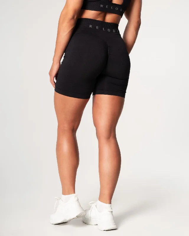 Yoga Shorts for Core Workouts -Prime Scrunch Shorts - Black