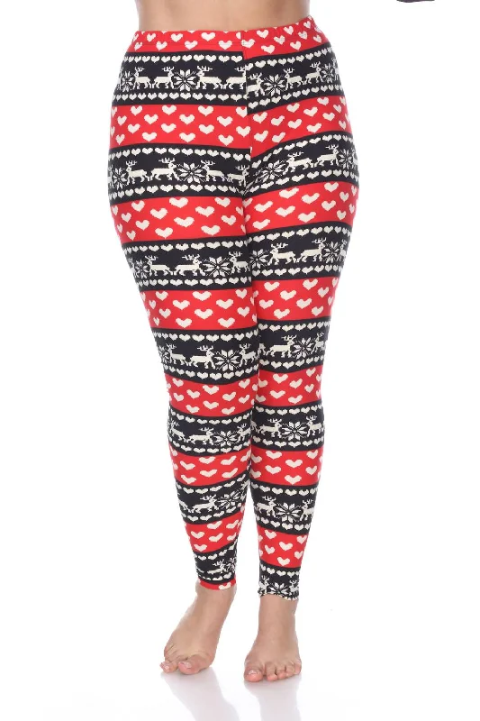 Yoga Shorts for Maximum Comfort -Printed Leggings - Plus In Red / White
