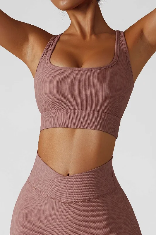 Raw Vegan Yoga Bars with Superfoods -Ribbed Printed Racerback Sports Bra