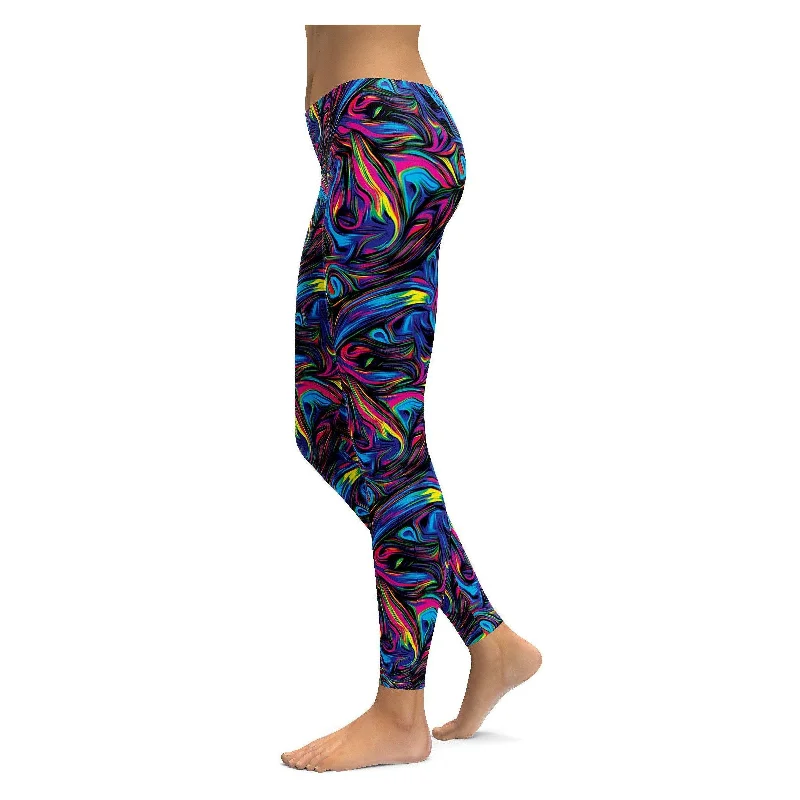 High Compression Yoga Pants -Psychedelic Neon Paint Leggings