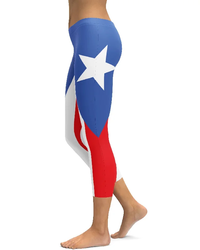 Full-Length Yoga Pants for a Sculpted Fit -Puerto Rican Flag Capris