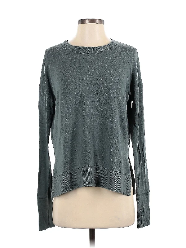 Women's Yoga Tops with Ribbed Fabric -Pullover Sweater