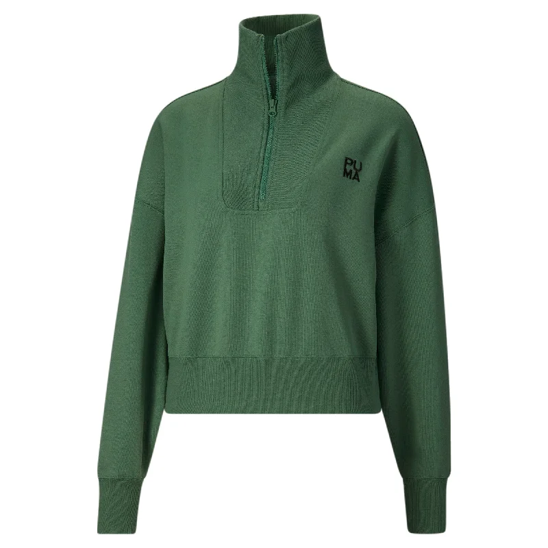 Soft and Comfortable Yoga Tops -PUMA Women's Infuse Half-Zip Oversized Sweatshirt