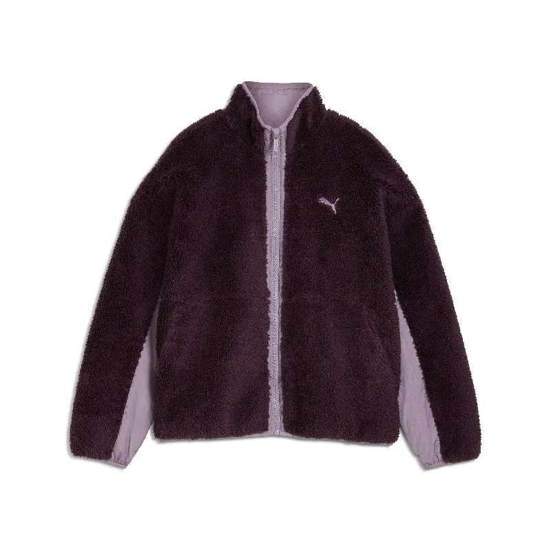 Yoga Shorts for Deep Flexibility -PUMA Women's Reversible Sherpa Jacket