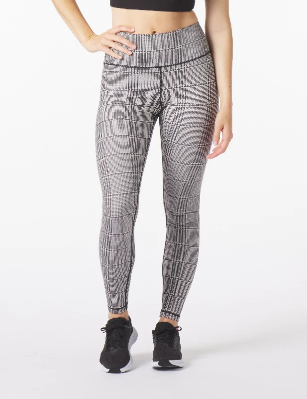 Yoga Pants for Power Yoga -Pure Legging: Oatmilk/Black Glen Plaid