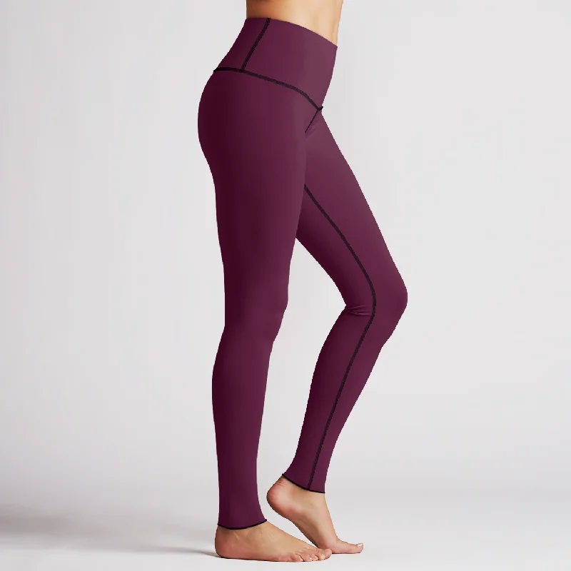 Yoga Pants for Flexibility and Endurance -Solid Berry High Waist Reversible Womens Leggings Yoga Pants for Flexibility and Endurance -Solid Berry High Waist Reversible Womens Leggings
