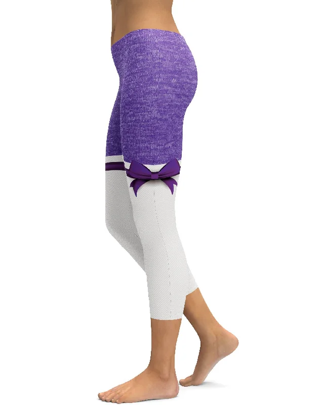 Yoga Pants for Comfort and Style -Purple Heathered Thigh High Bow Capris