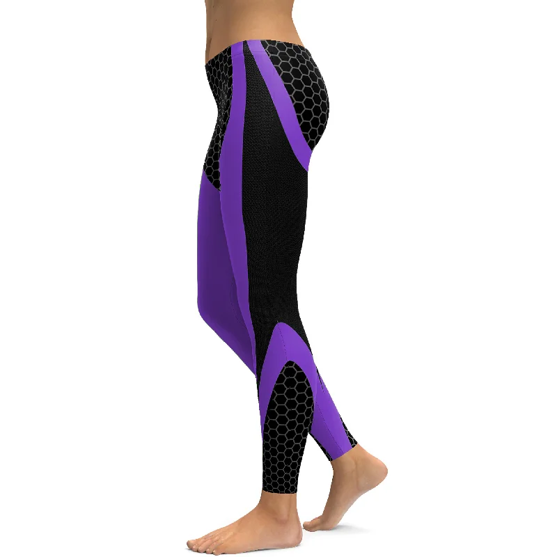 Comfortable Yoga Pants for All-Day Wear -Purple Honeycomb Carbon Leggings
