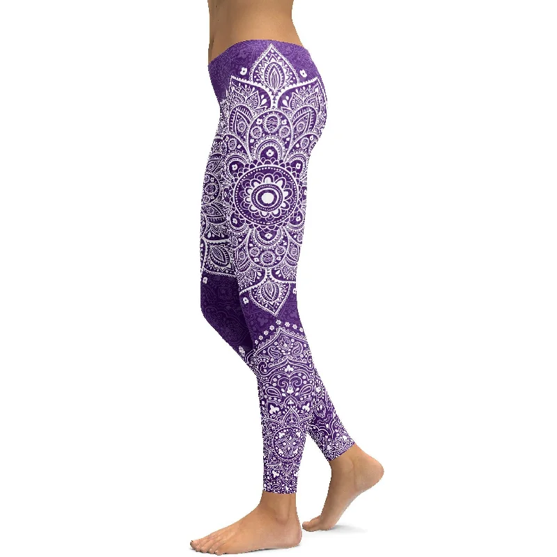 Lightweight Yoga Pants for Yoga -Purple Mandala Leggings