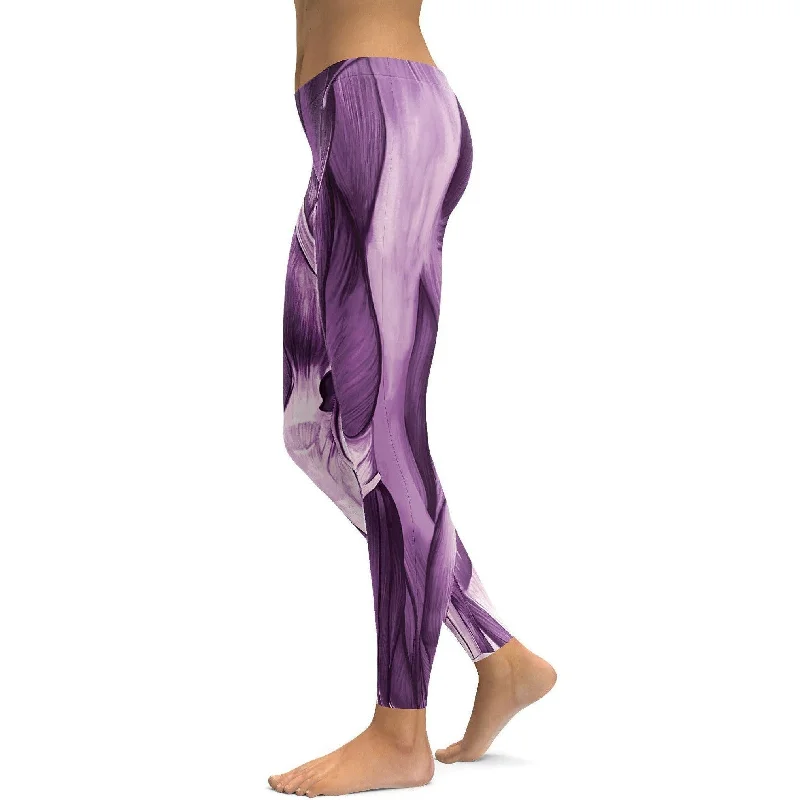 Full-Length Yoga Pants with Stretch -Purple Muscles Leggings