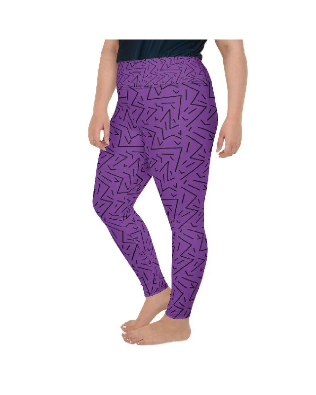 Supportive Yoga Pants for Pilates -Purple Black Line Plus Size Leggings