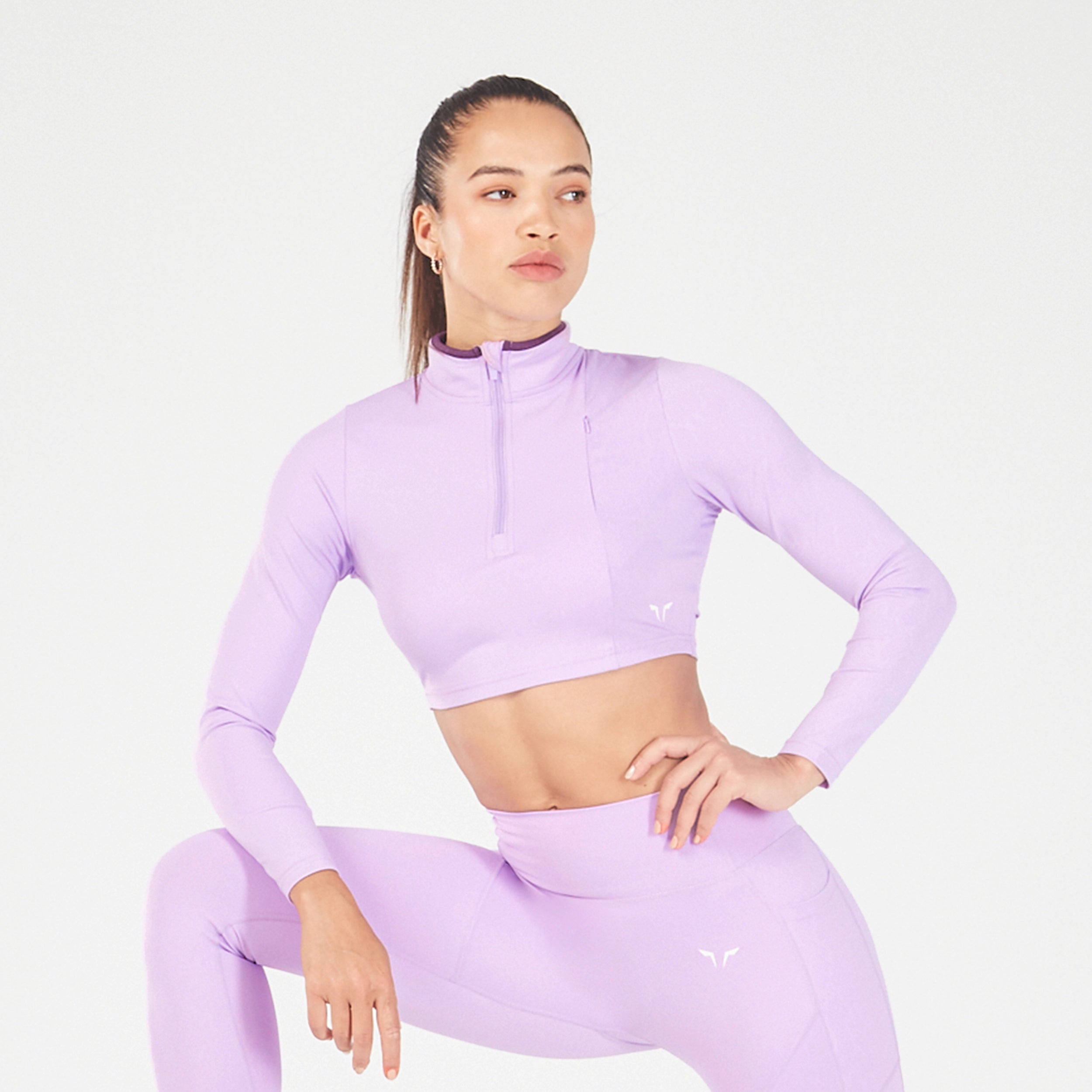 Yoga Tops for Mobility and Comfort -Qtr Zip Serpent Top - Purple Rose