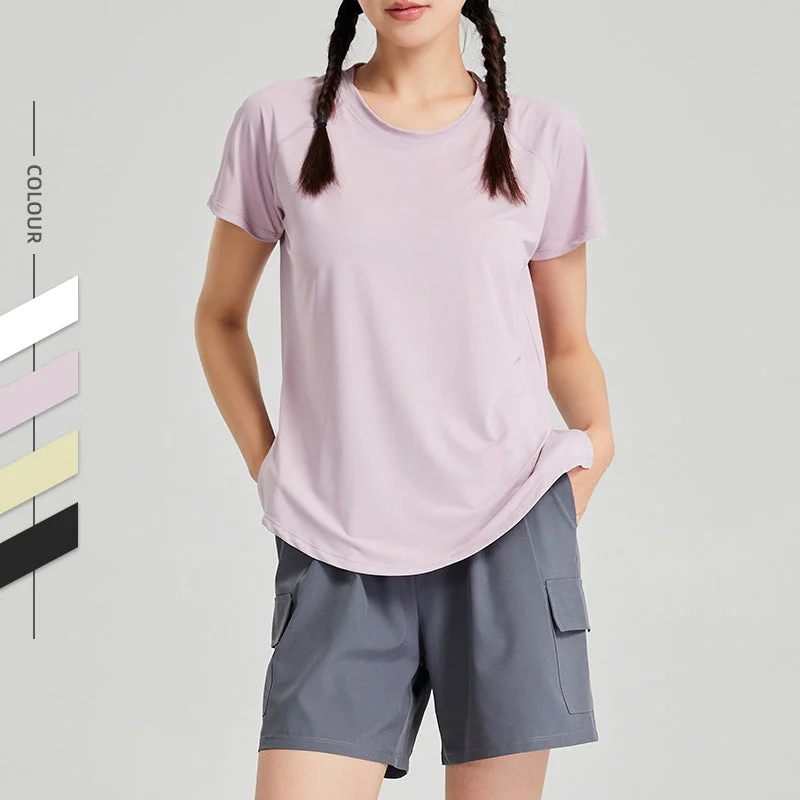 Stylish Yoga Tops for Training and Classes -Plus size Quick-drying yoga wear thin soaking wet short-sleeved T-shirt