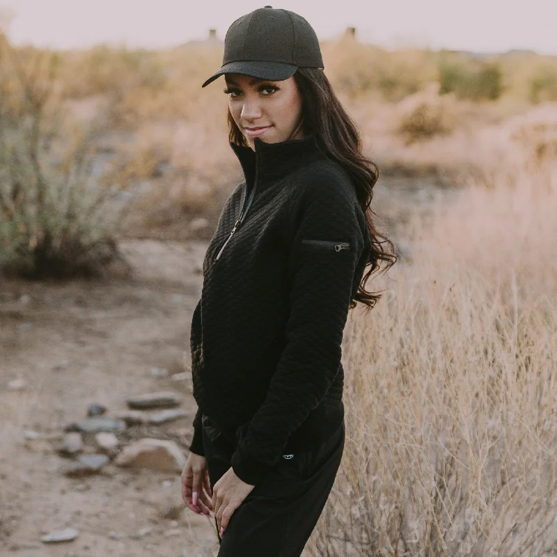 Women's Yoga Tops for Comfortable Fit -Quilted Jacket - Black