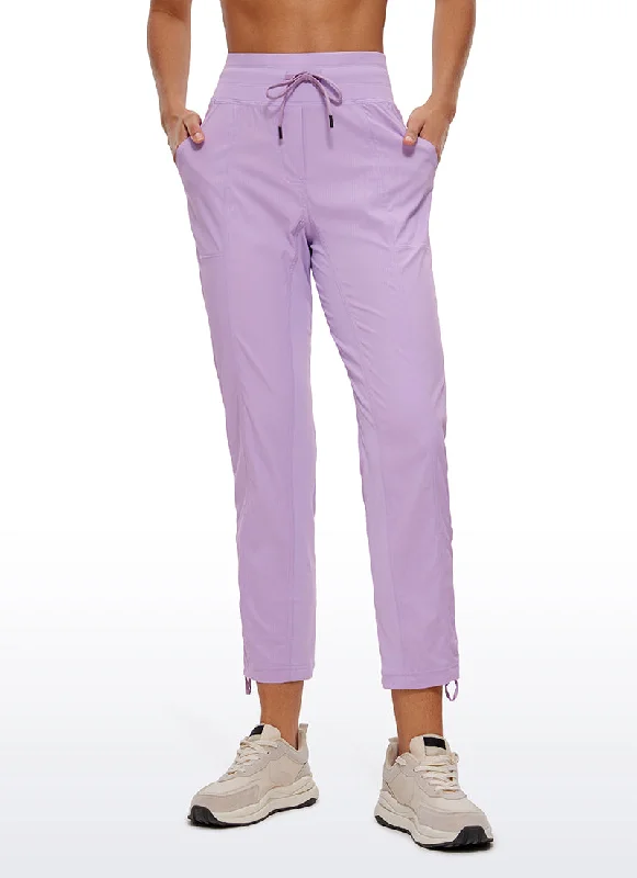 Yoga Shorts for Comfort and Endurance -Striped Pants with Pockets 27''- Cinched Leg