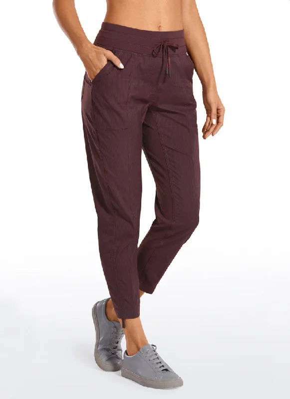 Breathable Yoga Shorts for Flexibility -Striped Pants with Pockets 25''- Cinched Leg