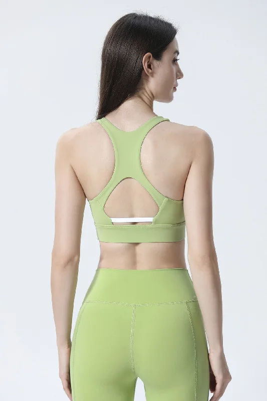 Non-GMO Yoga Bars -Racerback Back Cutout Bra Medium Support