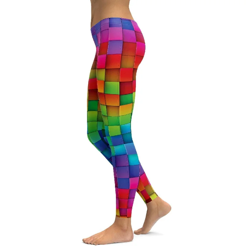 Soft and Flexible Yoga Pants -Rainbow Blocks Leggings