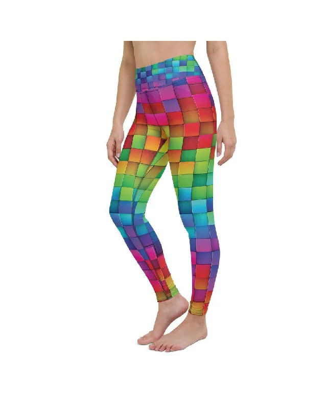 Soft, Compression Yoga Pants -Rainbow Blocks Yoga Pants