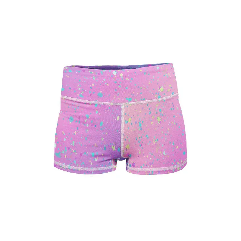 Yoga Shorts for Strength Training and Flexibility -Rainbow Paint Yoga Shorts