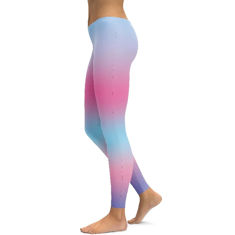 Yoga Pants for Full Coverage and Comfort -Rainbow Pastel Blue & Pink Leggings