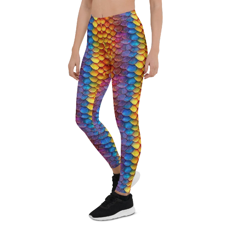 Yoga Pants with Built-In Control -Rainbow Scales Leggings