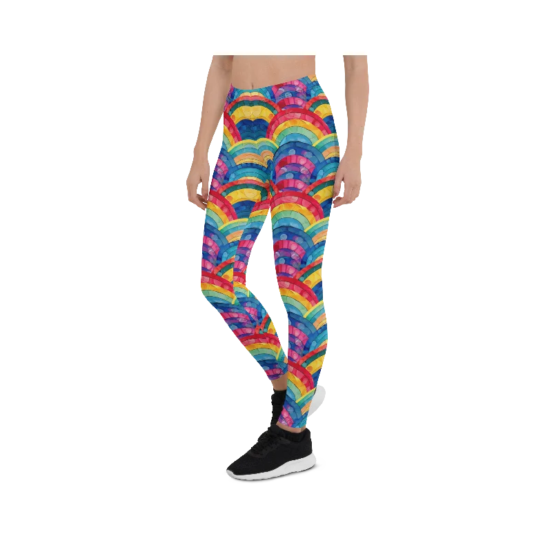 Comfortable Yoga Pants with Pockets -Rainy Rainbow Leggings