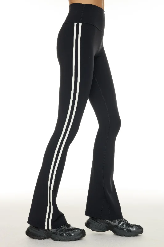 Premium Yoga Pants for Active Women -Raquel High Waist Supplex Flare 30in - Black/White