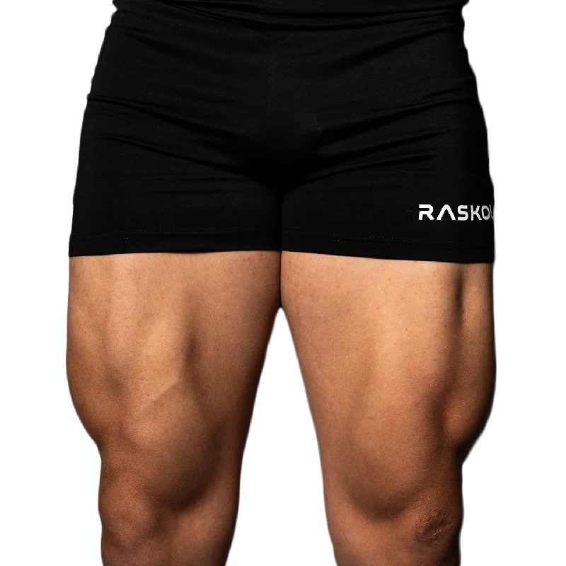 Supportive Yoga Shorts for Stretching -RASKOL Black Bodybuilding Compression Shorts