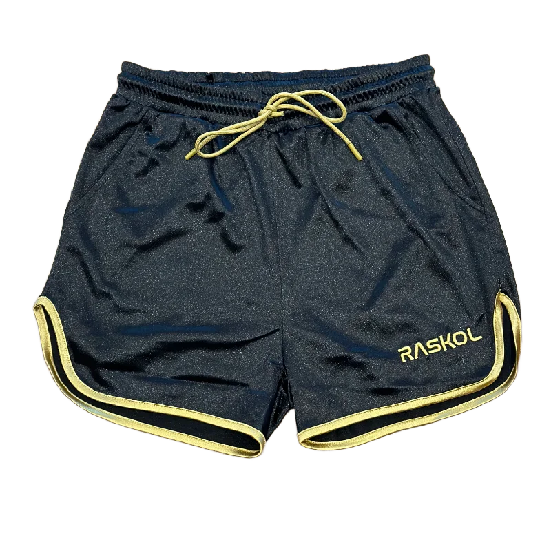 Stretchy Yoga Shorts for Flexibility -RASKOL BLACK & GOLD SILK SHORTS (LIMITED EDITION) Stretchy Yoga Shorts for Flexibility -RASKOL BLACK & GOLD SILK SHORTS (LIMITED EDITION)