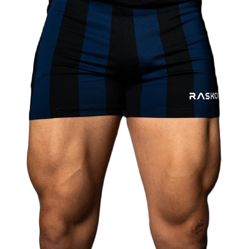 Yoga Shorts for Mobility and Stretch -RASKOL Blue Striped Bodybuilding Compression Shorts