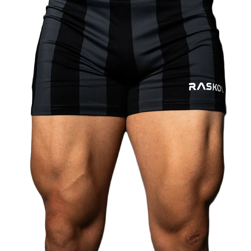 Yoga Shorts for Deep Stretching -RASKOL Charcoal Striped Bodybuilding Compression Shorts Yoga Shorts for Deep Stretching -RASKOL Charcoal Striped Bodybuilding Compression Shorts