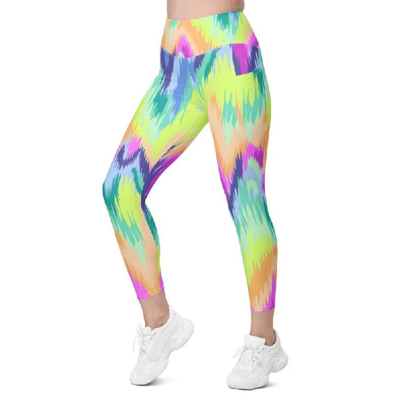 Flexible Yoga Pants for Home and Studio Use -Rave Sound Wave Leggings with Pockets