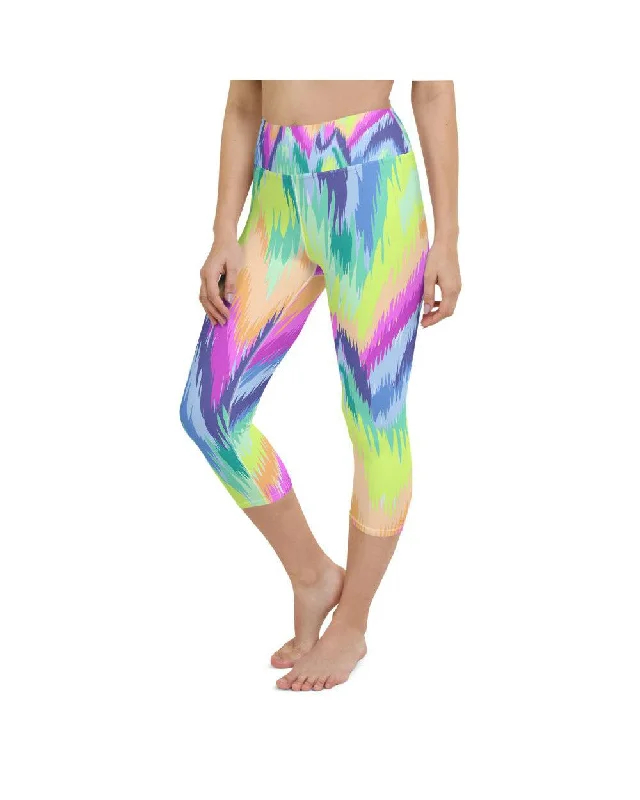 Yoga Pants for Full Coverage -Rave Sound Wave Yoga Capris