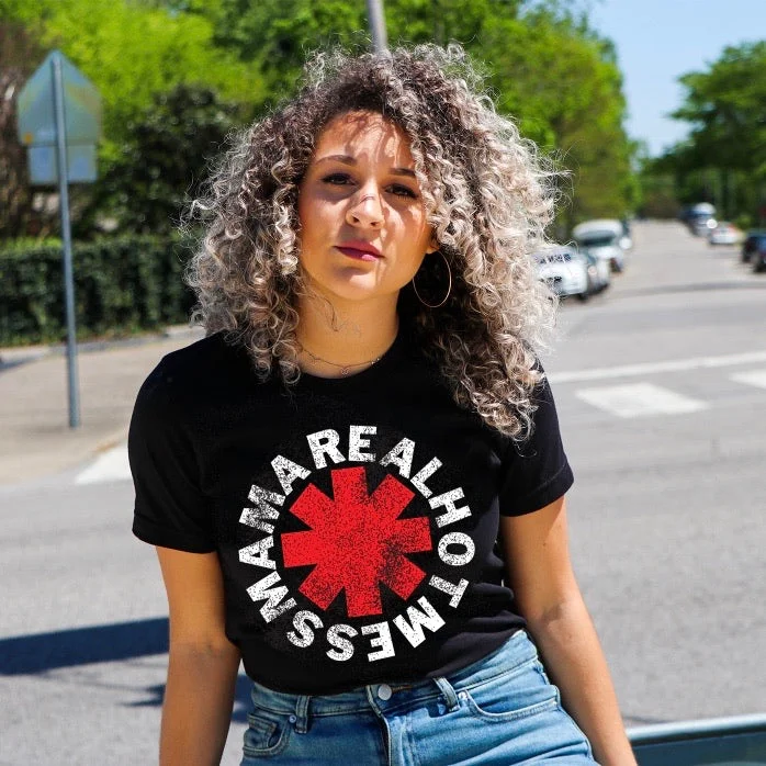 High Neck Yoga Tops for Comfort -REAL HOT MESS MAMA • Black Tee