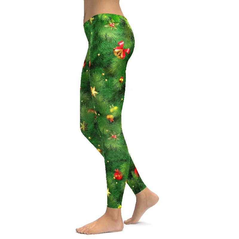 Yoga Pants for Stretch and Flexibility -Realistic Christmas Tree Leggings