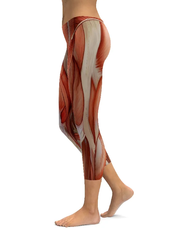 Yoga Pants with Shaping Waistband -Realistic Human Muscles Capris