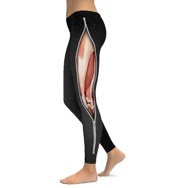 Stylish and Functional Yoga Pants -Realistic Muscles with Zipper Leggings