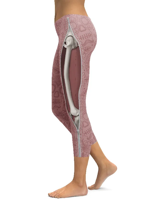Full-Length Yoga Pants for Every Workout -Realistic Skeleton with Zipper Capris