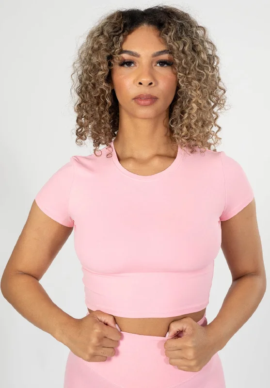 Yoga Tops for Hot Yoga and Intense Sessions -RecStretch Short Sleeve Crop Cotton Candy Yoga Tops for Hot Yoga and Intense Sessions -RecStretch Short Sleeve Crop Cotton Candy