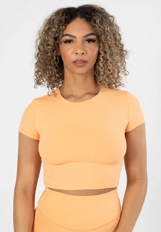 Yoga Tops for Power and Flexibility in Poses -RecStretch Short Sleeve Crop Orangesicle Yoga Tops for Power and Flexibility in Poses -RecStretch Short Sleeve Crop Orangesicle