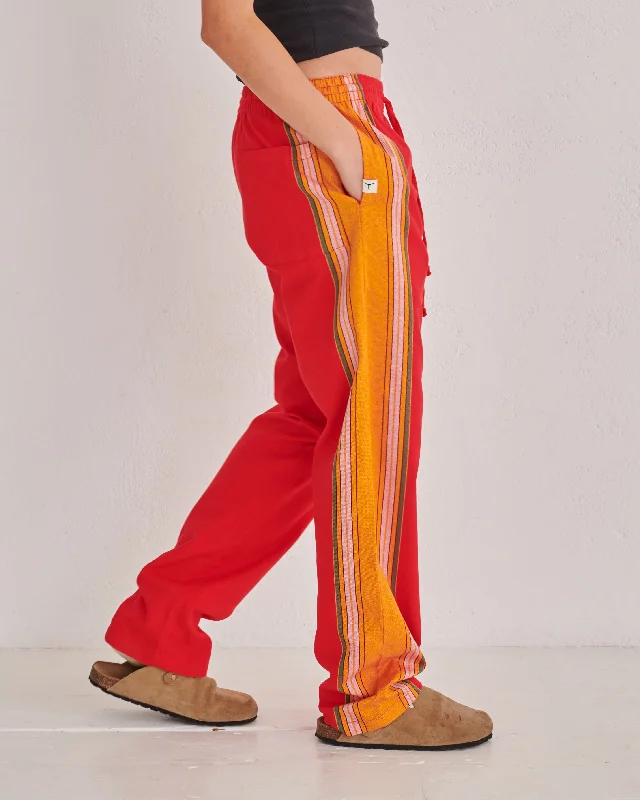 Comfortable Yoga Pants with Elastic Waistband -Red Classic Lounge Pants