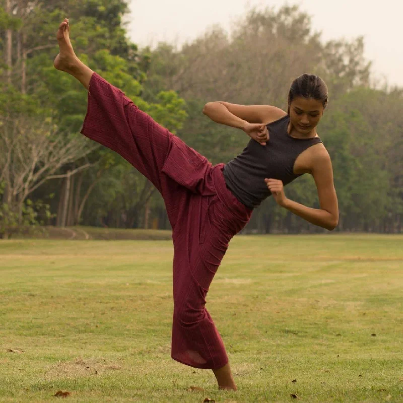 Yoga Pants for Daily Stretching -Red Fisherman Pants