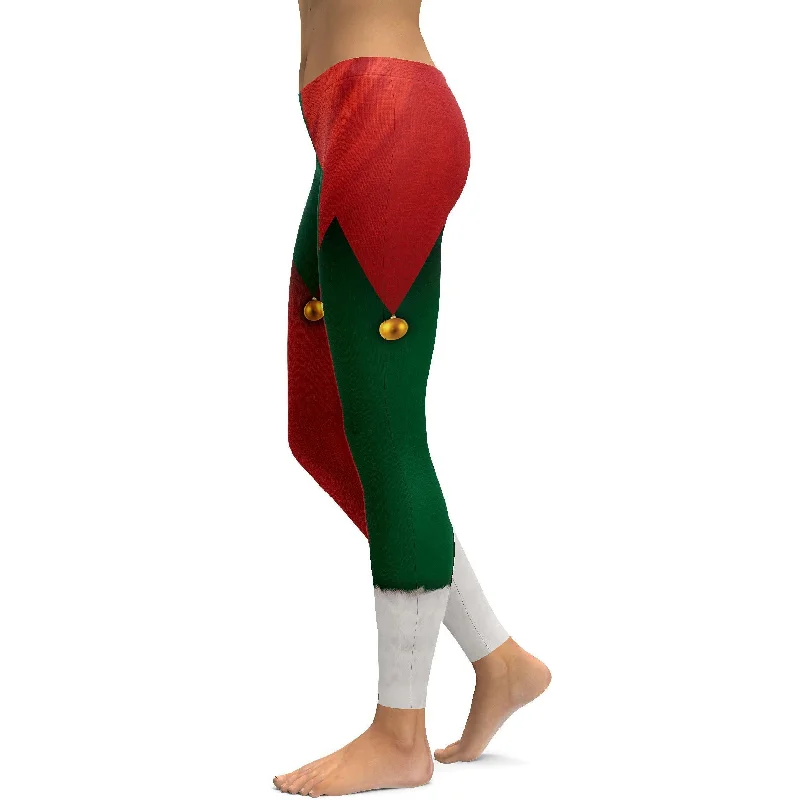 Yoga Pants for Full Coverage and Comfort -Red & Green Elf Pants Leggings