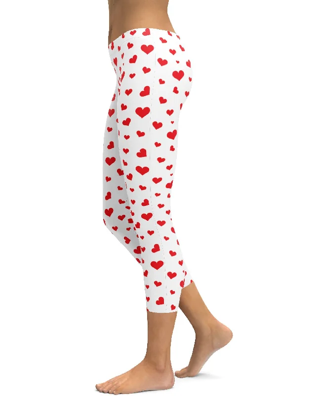 Eco-Friendly Yoga Pants -Red Hearts Capris