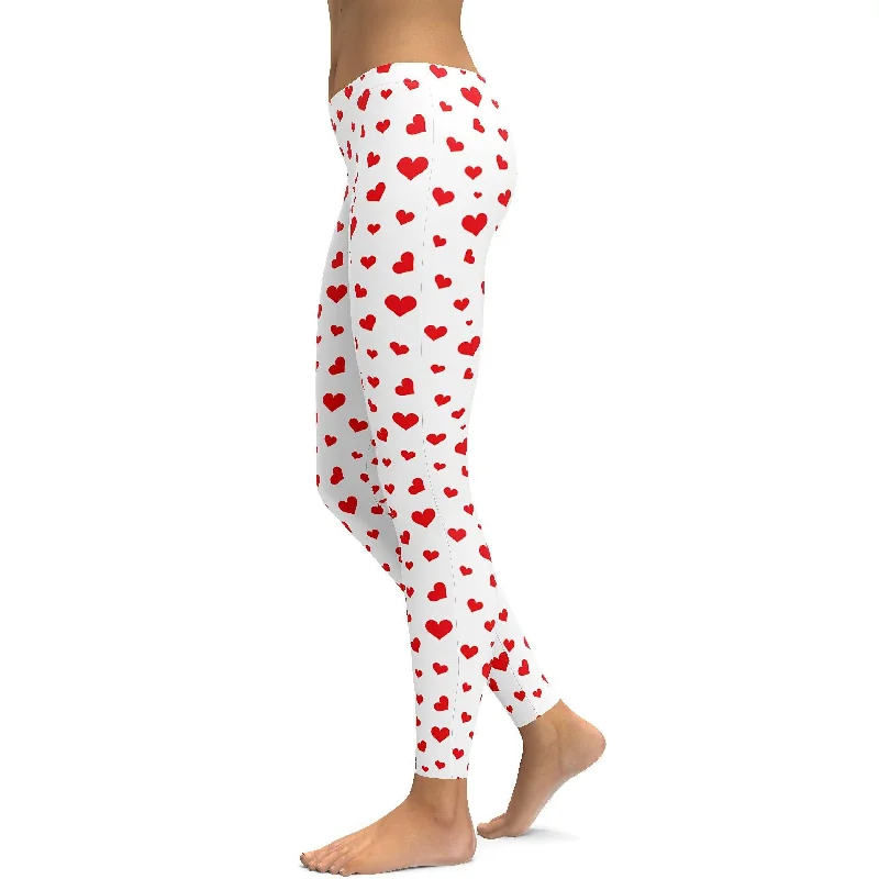 Yoga Pants with All-Day Comfort -Red Hearts Leggings