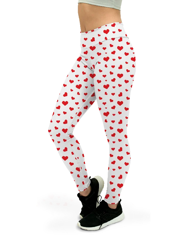 Breathable Stretch Yoga Pants -Red Hearts Yoga Pants