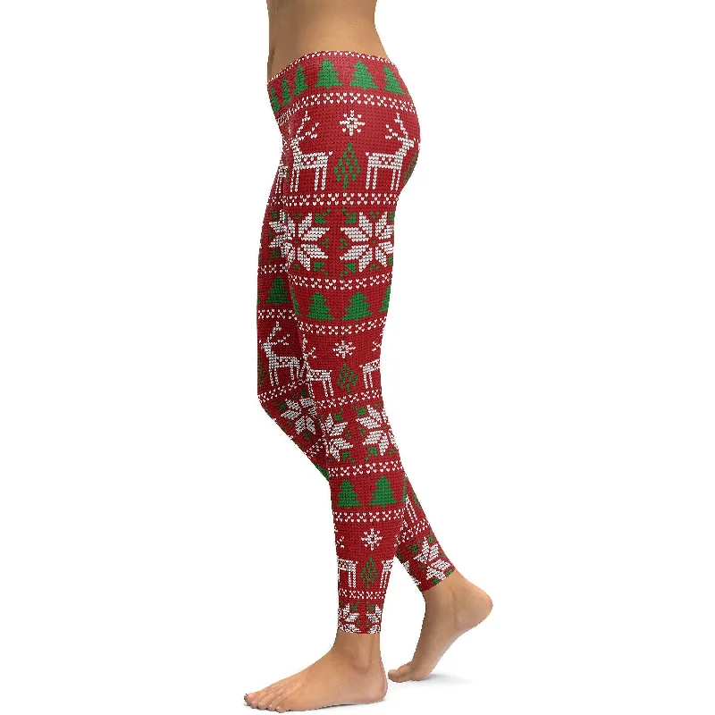 Yoga Pants for Stress-Free Movement -Red Ugly Christmas Leggings